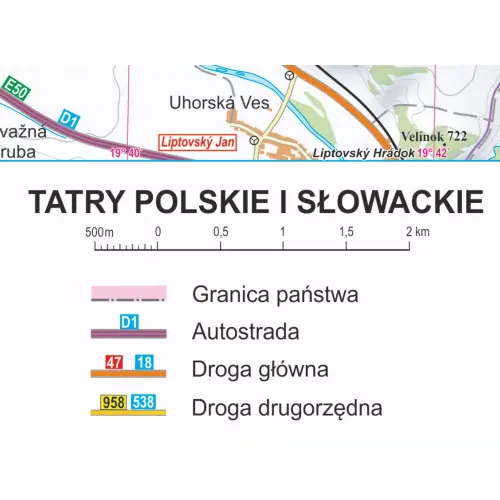Tatry polskie i słowackie mapa ścienna - naklejka, 1:50 000, ArtGlob